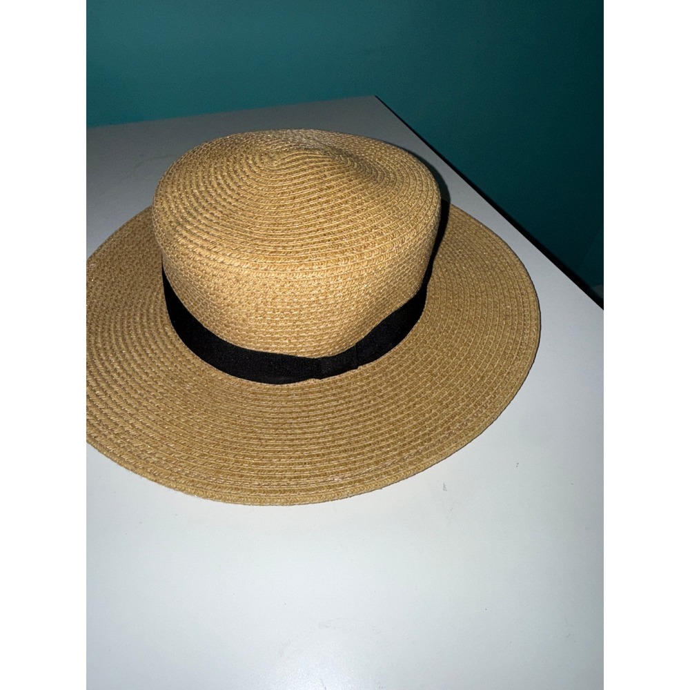 Nine West Packable Straw Sun Hat Tan UPF 50+ Adjustable Headsize NWT - Picture 2 of 6